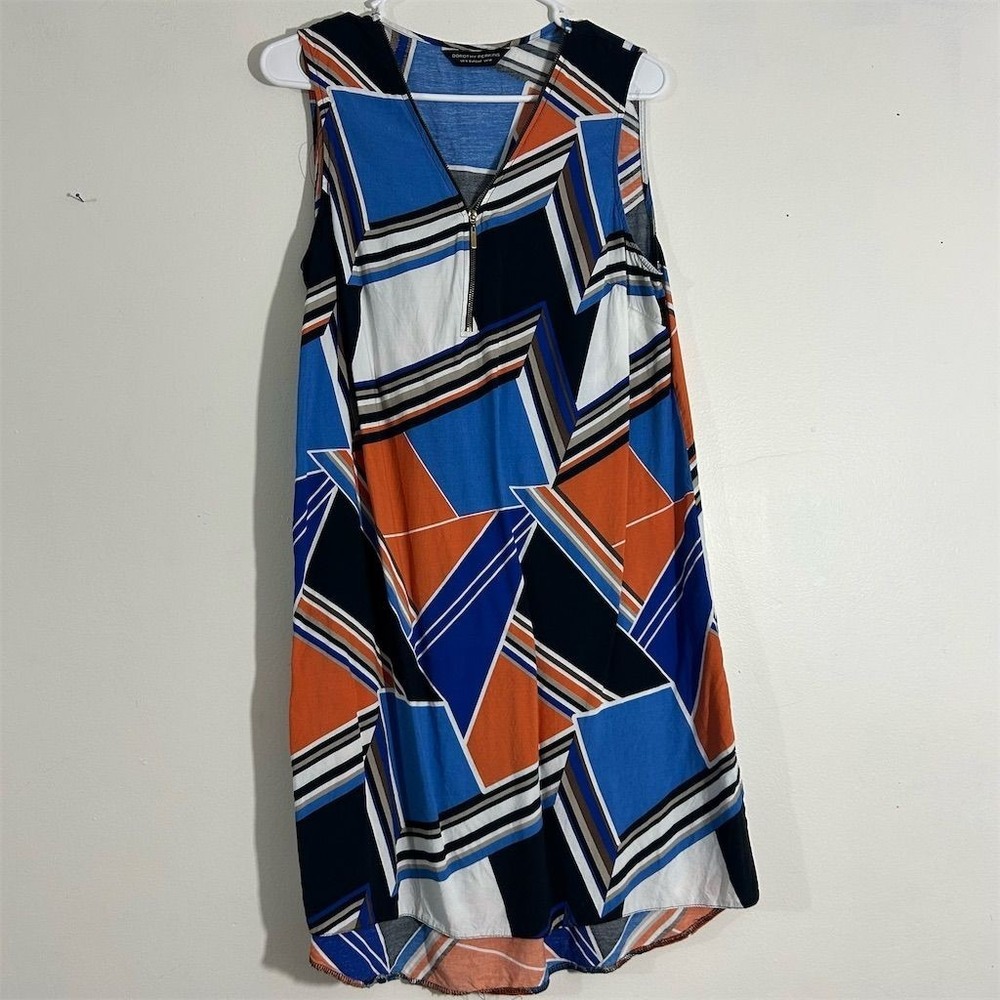 Dorothy Perkins Geometric Print Shift Dress Womens 10 Blue Orange Half Zip